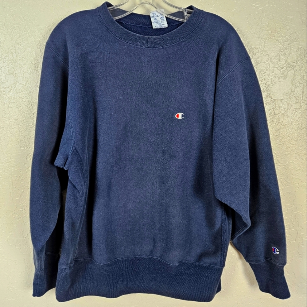 90s vintage Reverse Weave Champion Crewneck Navy Large